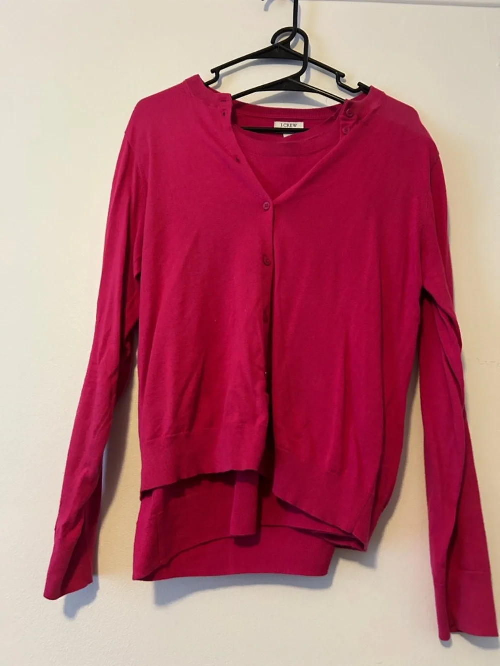 J. Crew Fuchsia Shell and  Button Cardigan Set, Size Medium